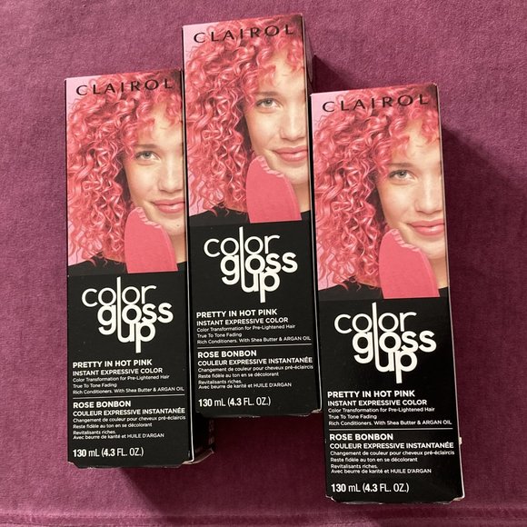 3 NEW Boxes Clairol Color Gloss Up Semi Permanent Hair Color, Pretty in Hot Pink - Picture 2 of 5